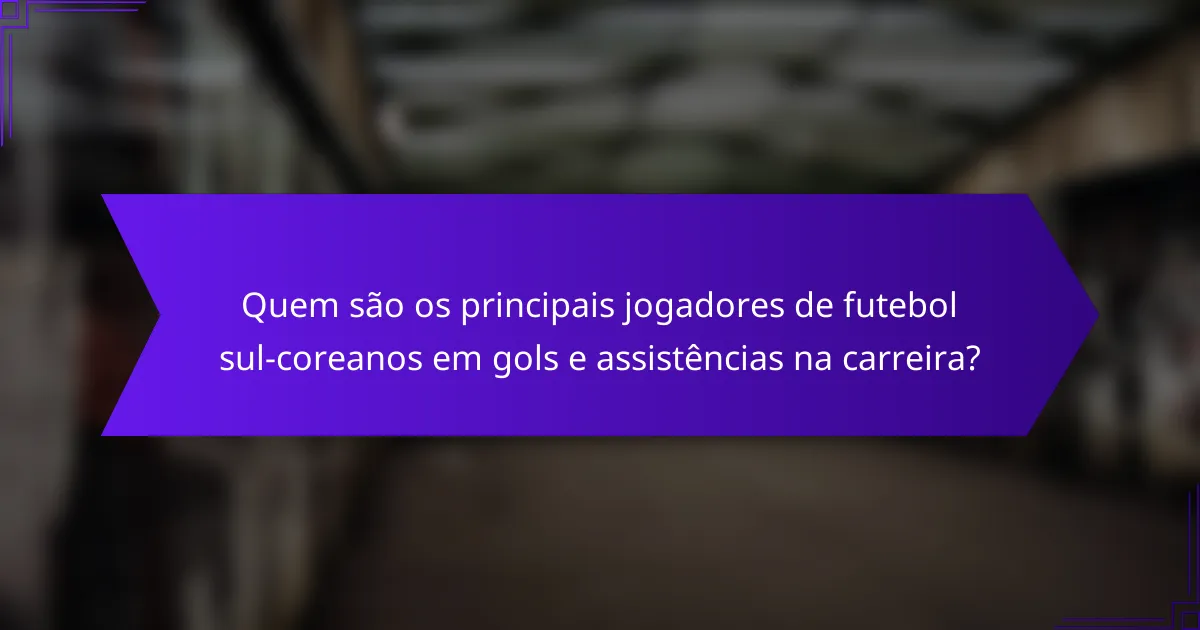 Quem são os principais jogadores de futebol sul-coreanos em gols e assistências na carreira?